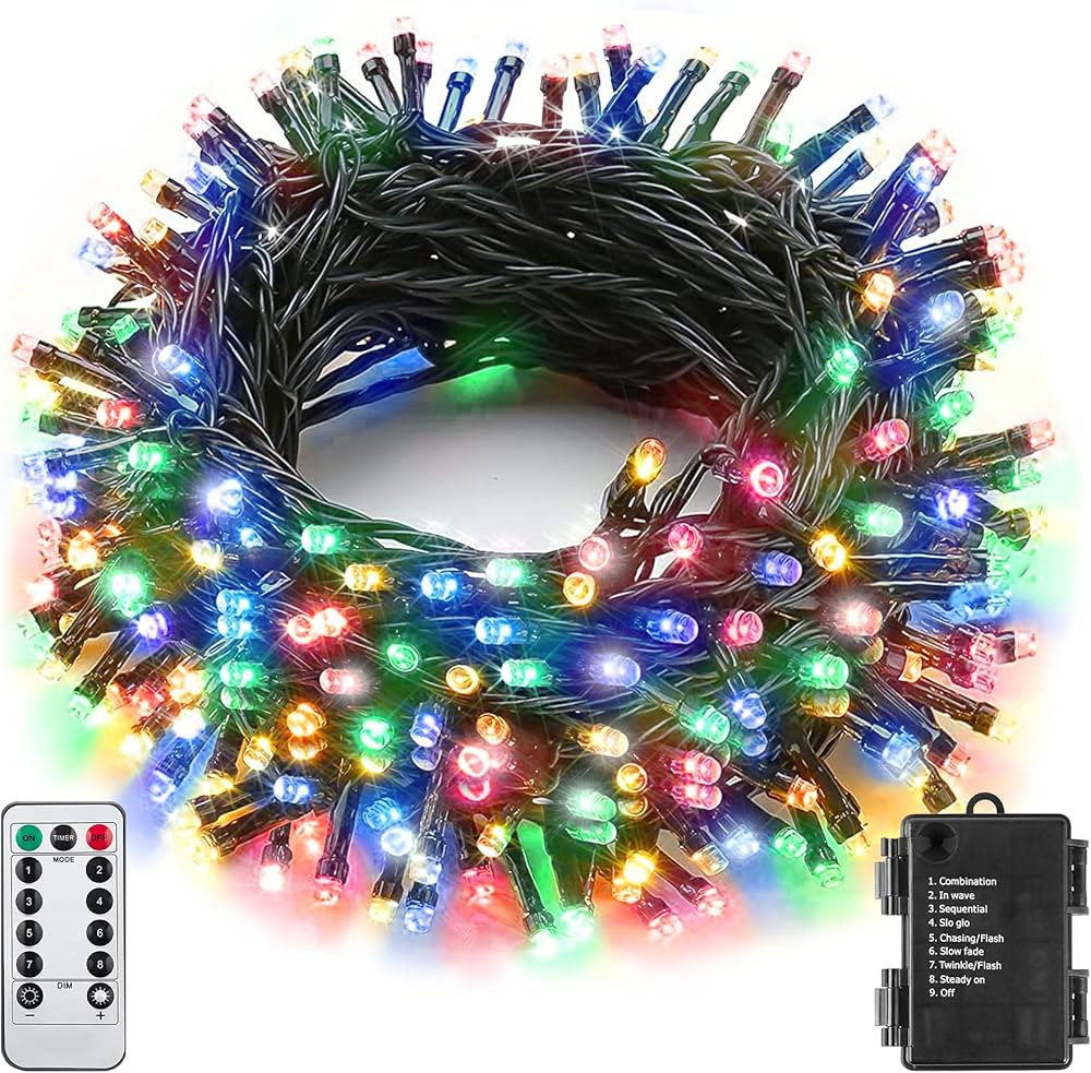 Battery String Lights Outdoor 33Ft 100 LED Fairy Lights for Indoor Outdoor Waterproof with Remote... | Amazon (US)