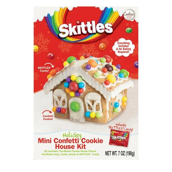 DIY Skittles Mini Confetti Cookie House Kit, 7oz, Shellfish-Free, Contains Wheat, Soy, and Eggs -... | Walmart (US)