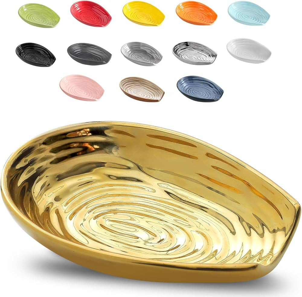 Hasense Spoon Rest for Stove Top, Ceramic Gold Spoon Holder for Stove Top and Kitchen Counter, La... | Amazon (US)