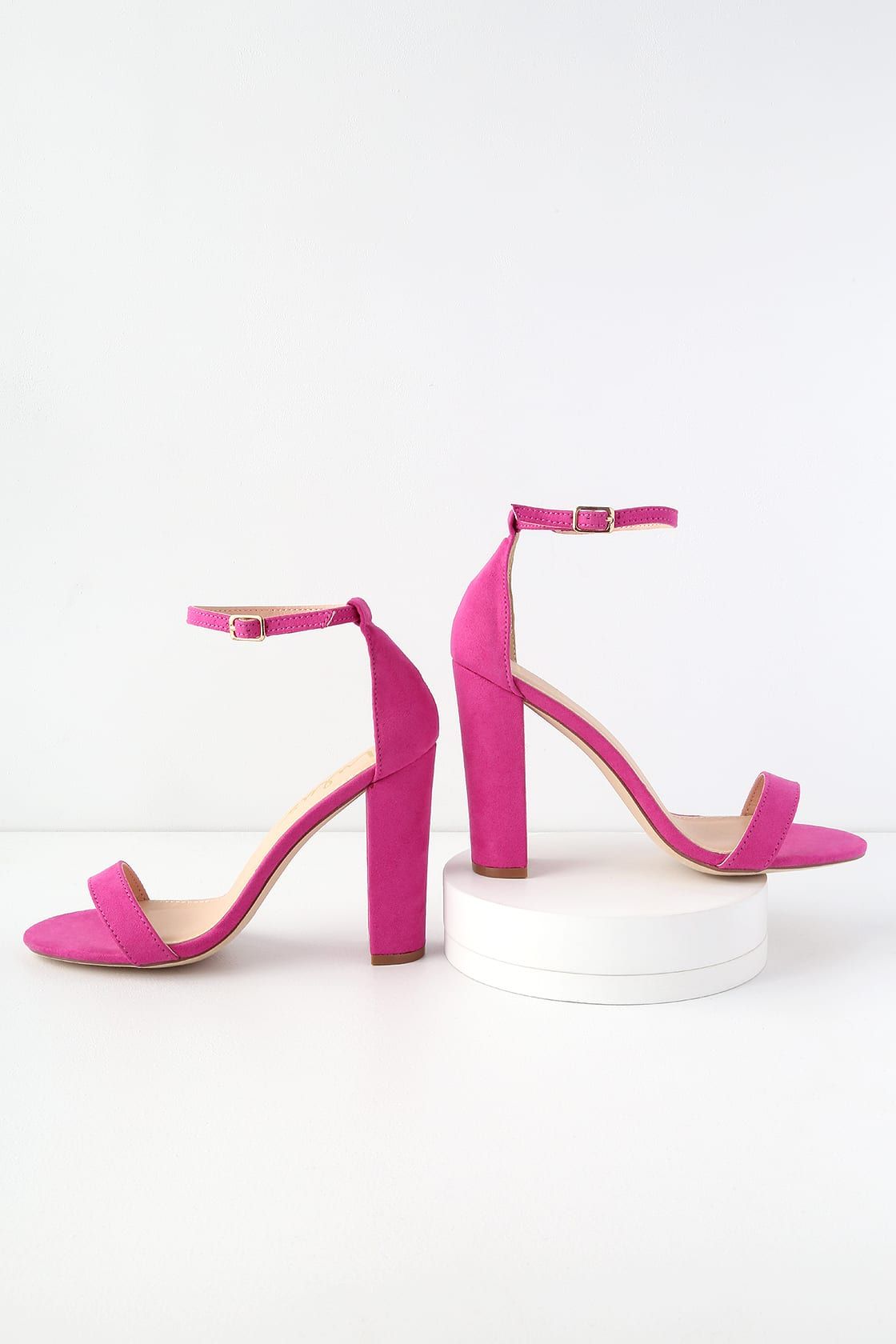 Taylor Fuchsia Suede Ankle Strap Heels | Lulus (US)