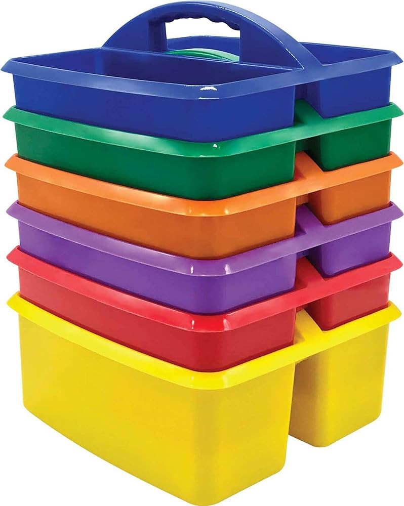 Teacher Created Resources Assorted Primary Colors Portable Plastic Caddy 6-Pack for Classrooms, O... | Amazon (US)
