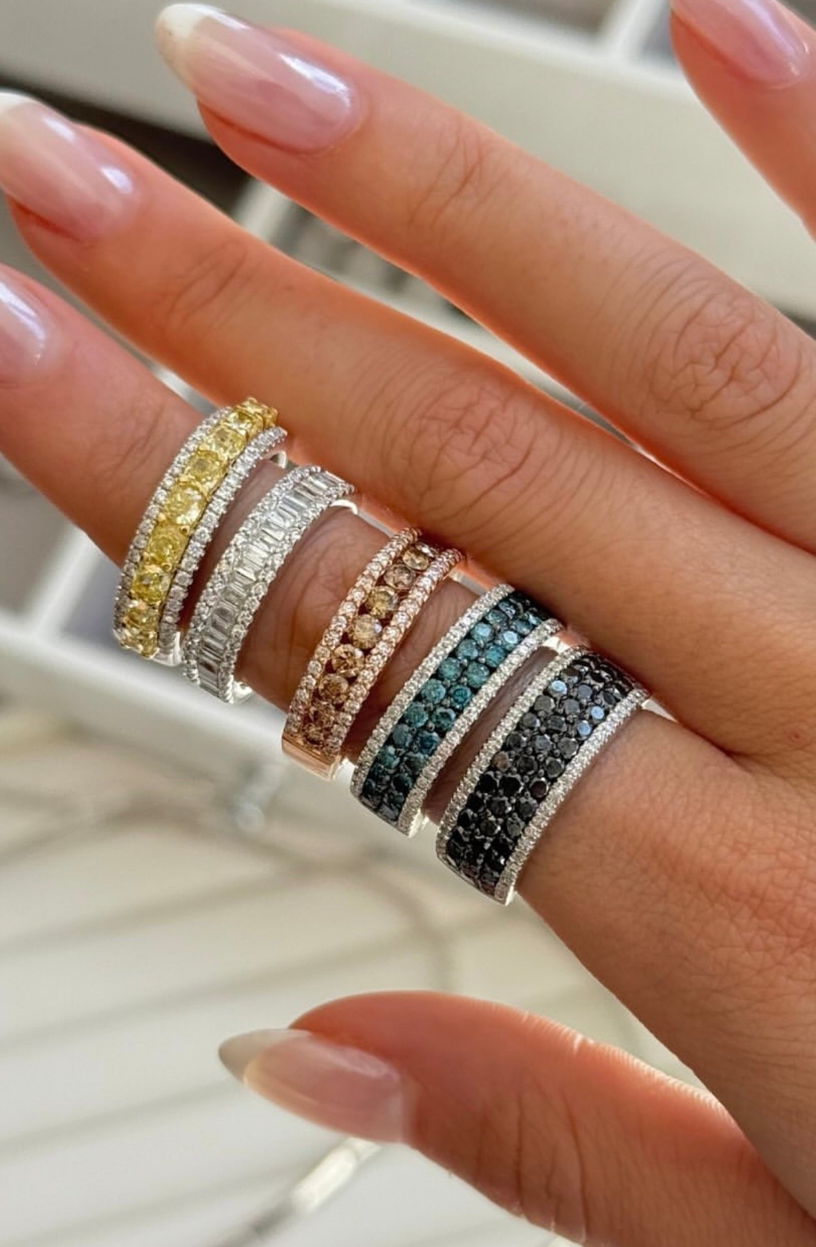 Gorgeous 14k gold diamond bands with diamonds! Blue, black, yellow, champagne and white. 

Every day diamonds
Fashion fine jewelry
Wedding band
Anniversary ring
Birthday gift



#LTKStyleTip #LTKSaleAlert #LTKWedding