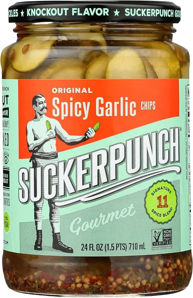 Suckerpunch Gourmet Pickle Chips Spicy Garlic, 24 Oz (Pack of 6) | Amazon (US)