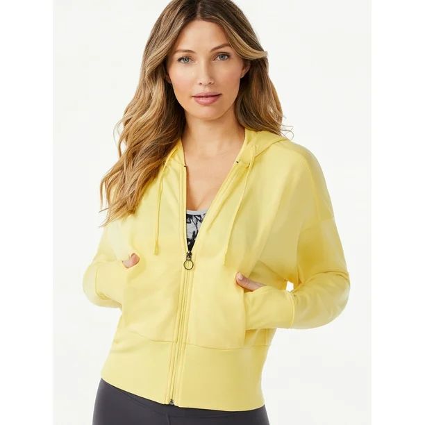 Sofia Active by Sofia Vergara Women's Ribbed Zip Fleece Hoodie - Walmart.com | Walmart (US)