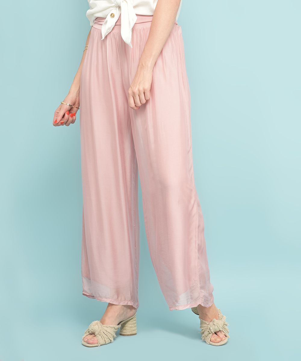 Great Essentials Women's Casual Pants PINK - Pink Fulvia Silk Pants - Women | Zulily