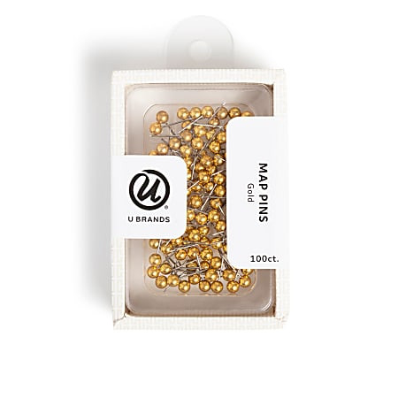 U Brands Map Push Pins Gold Set Of 100 Pins - Office Depot | Office Depot and OfficeMax 
