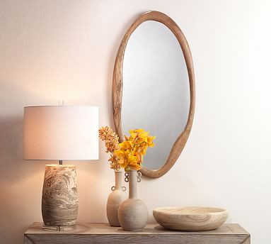 Alora Natural Wooden Oval Wall Mirror | Pottery Barn (US)