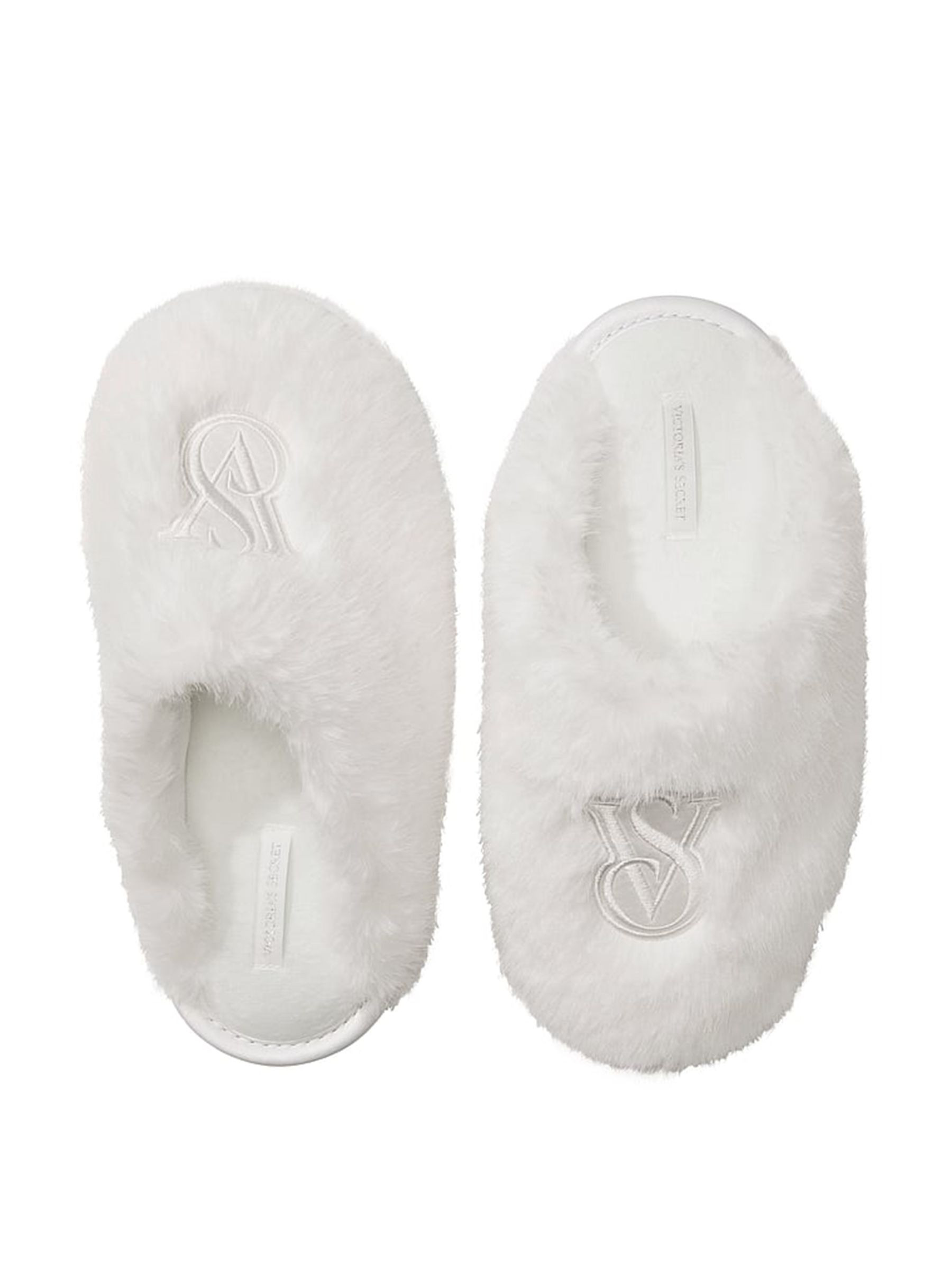 Coconut White Closed Toe Faux Fur Slippers | Victoria's Secret UK | Victoria's Secret UK