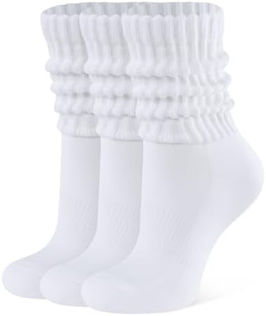 CLOSEMATE Womens Scrunch Crew Socks Retro Soft Cotton Cozy Slouchy Socks for Sneakers Boot 3 Pair... | Amazon (US)