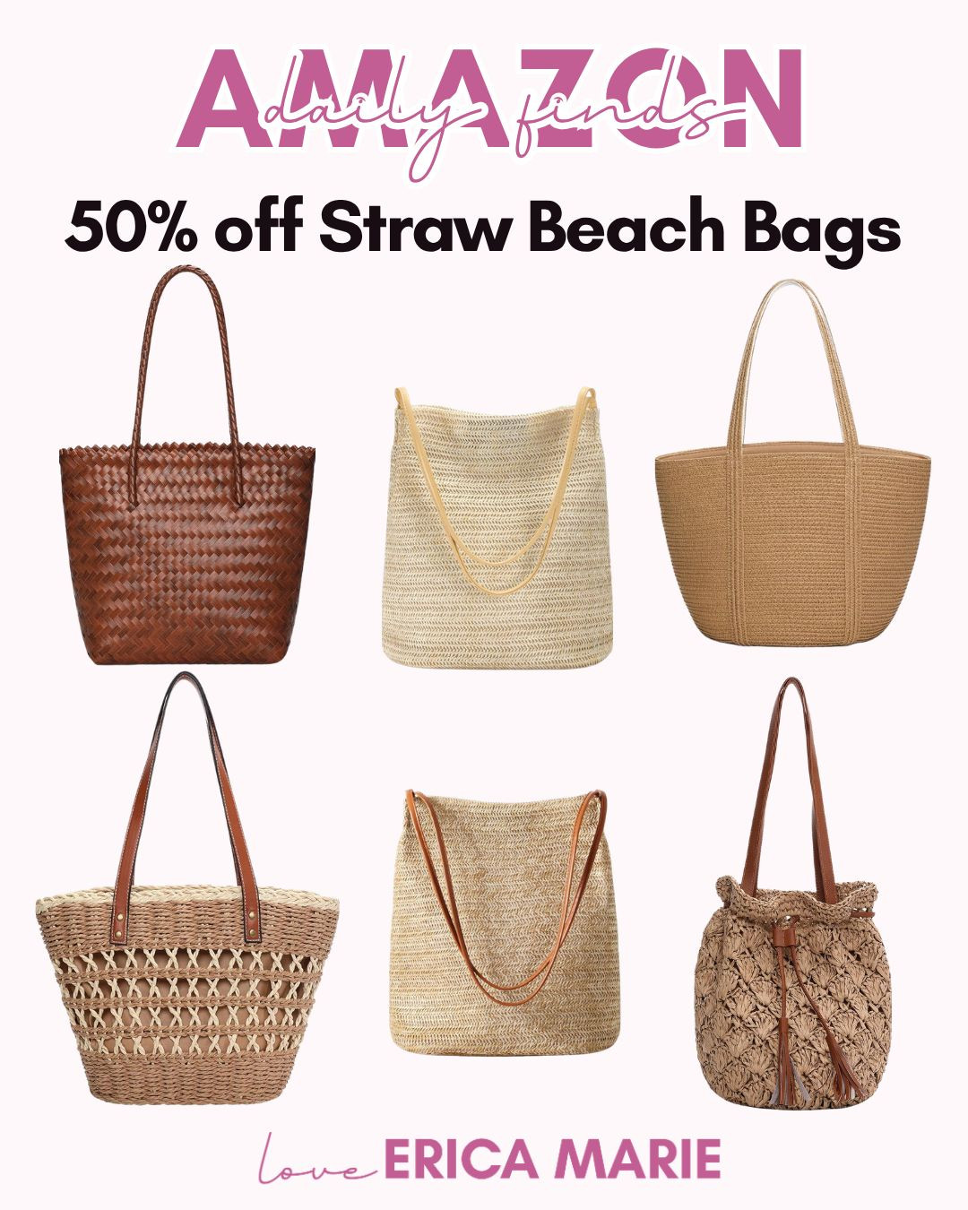 How cute are these straw beach bags? If you have a vacation, beach trip, or pool day coming up, these are such a must-have for summer. These styles look so pretty and easy to style, and they’re 50% OFF right now! Hurry and grab your favorite one! beach bag, straw bag, summer, tote bag, fashion 

 #LTKootd #LTKselfcare #LTKSaleAlert