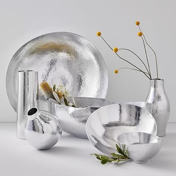 Hammered Metal Vases & Bowls - Silver | West Elm (US)