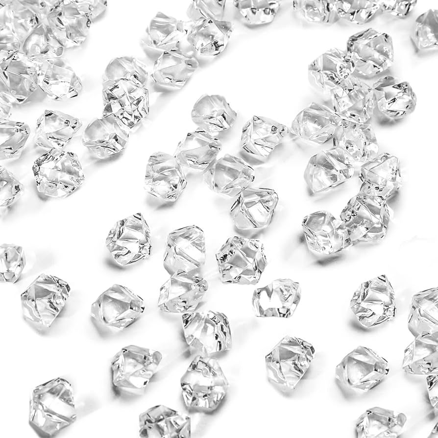 DomeStar 1050PCS Fake Ice Rocks, Acrylic Crushed Ice Crystals Clear Gems Plastic Diamonds for Vas... | Amazon (US)
