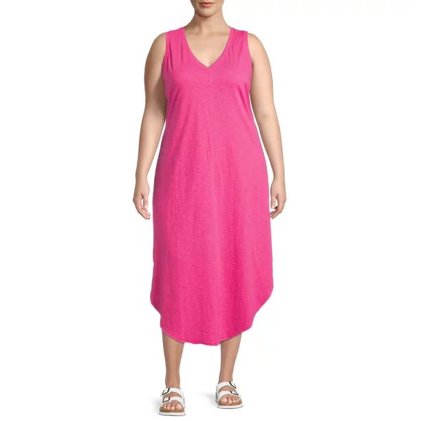 Terra & Sky Women's Plus Size V-Neck Sleeveless Tank Dress - Walmart.com | Walmart (US)