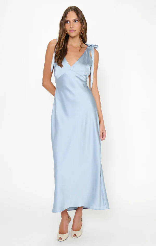 Emma Midi Dress ~ Steel Blue Luxe Satin | Show Me Your Mumu