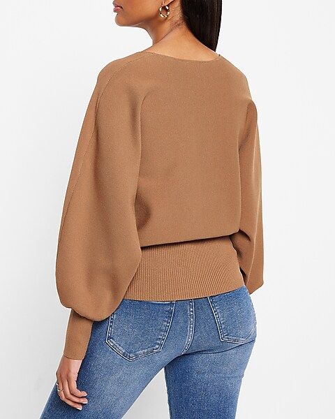 V-neck Relaxed Dolman Sleeve Sweater | Express
