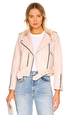 ALLSAINTS Balfern Biker Jacket in Light Pink from Revolve.com | Revolve Clothing (Global)