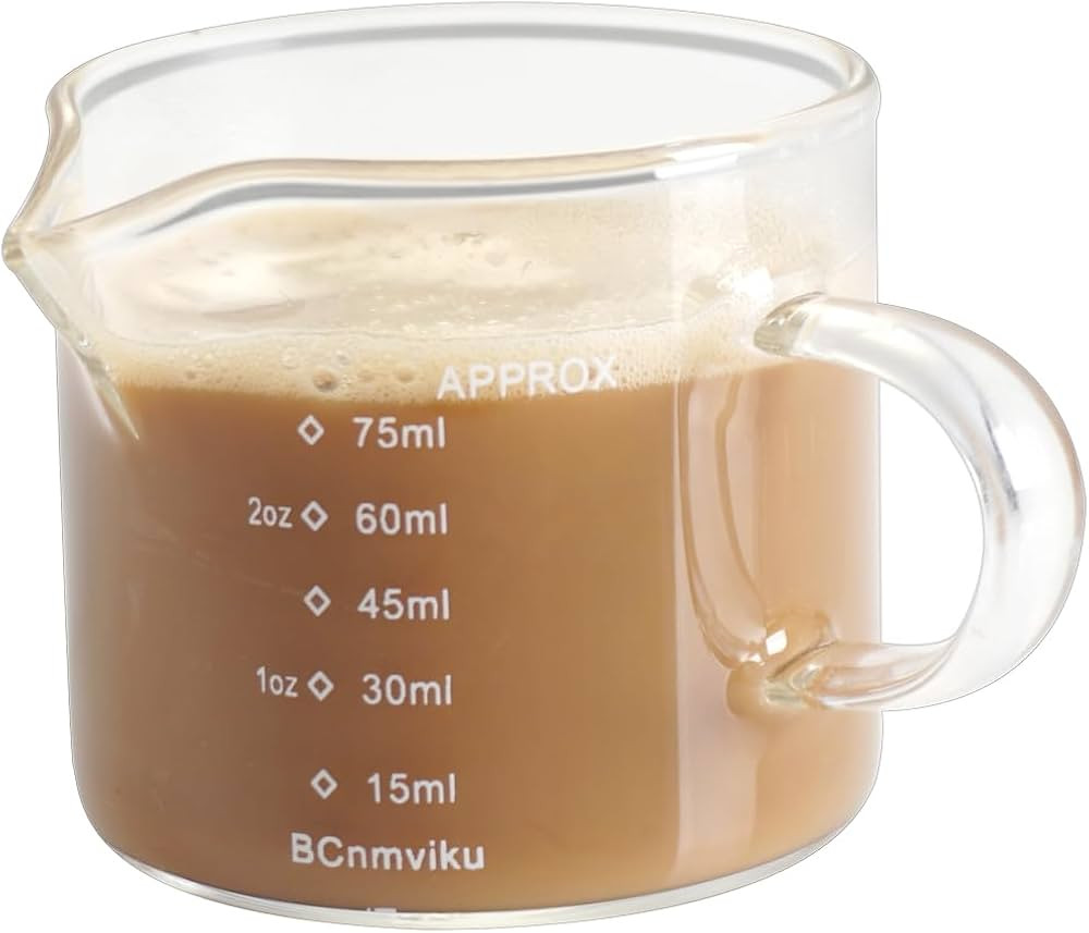 Milk Frothing Pitcher Espresso Glass Measuring Cup, 75ML Espresso Cups with Handle, Espresso Shot... | Amazon (US)