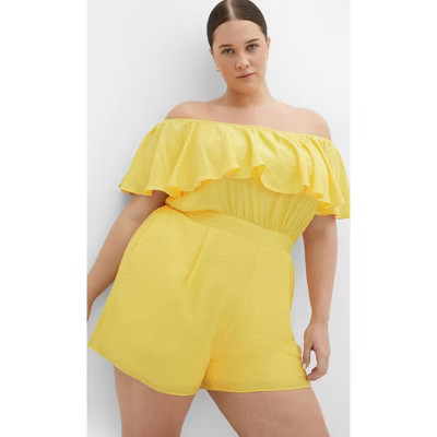 CITY CHIC | Women's Plus Size Serene Playsuit - sunshine - 12 Plus | Target