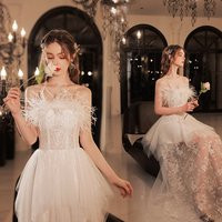 Woman Formal Feather Dress Tube Top Banquet Birthday Party Stage Show Catwalk Host Wedding Off Shoul | Etsy (US)