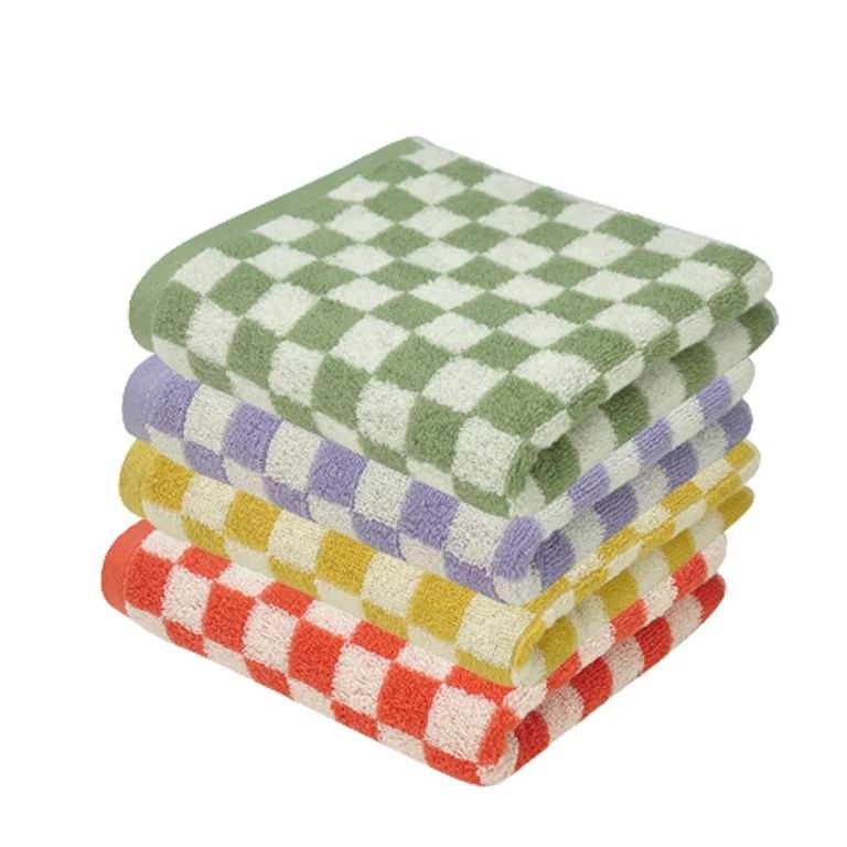 Checkerboard Plaid Cotton Towel Household Face Towel Soft Skin-Friendly Face Towels Absorption Ba... | Walmart (US)