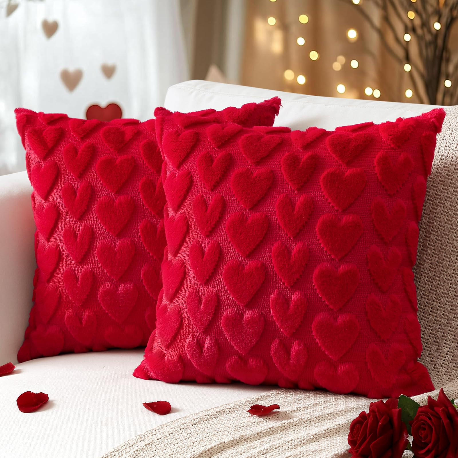 Artscope Valentines Pillow Covers 18x18 Set of 2 Decorative Love Heart Valentines Day Throw Pillo... | Amazon (US)