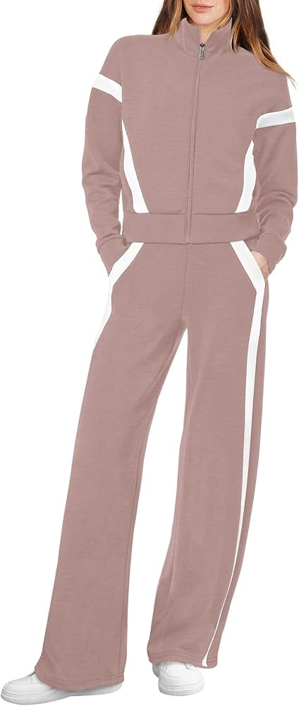 XIEERDUO Lounge Sets for Women 2024 Sweatsuit 2 Piece Outfits Sweatshirt Wide Leg Sweatpant Track... | Amazon (US)