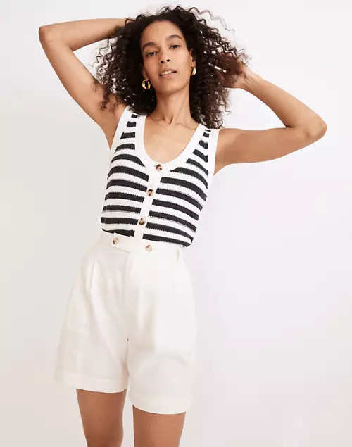 Clarke Pleated Shorts in Travel Linen-Blend | Madewell