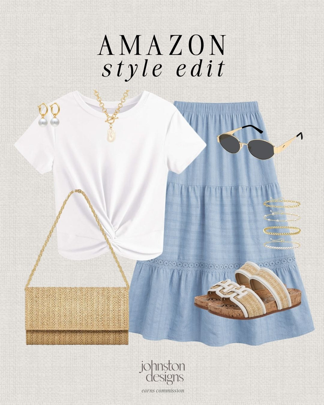 Amazon style inspo featuring an easy white tee styled with a soft blue skirt and neutral accessories. The perfect effortless outfit for warm days, casual outings and summer plans. ✨

Amazon style edit, amazon outfit ideas, amazon summer outfit, amazon fashion finds, casual summer outfit, white tee outfit, blue skirt outfit, amazon womens fashion, effortless summer style, neutral summer outfit, amazon everyday outfit, affordable amazon fashion, summer outfit inspiration, amazon clothing finds, casual chic outfit 

 #LTKootd #LTKSeasonal