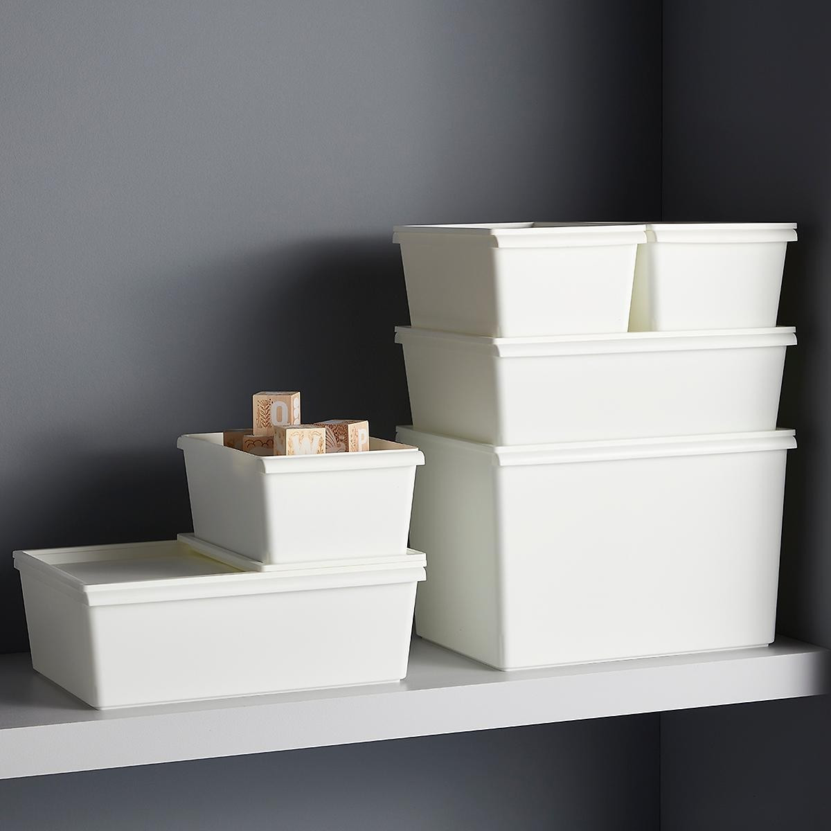 White Plastic Stacking Bins with Lids | The Container Store