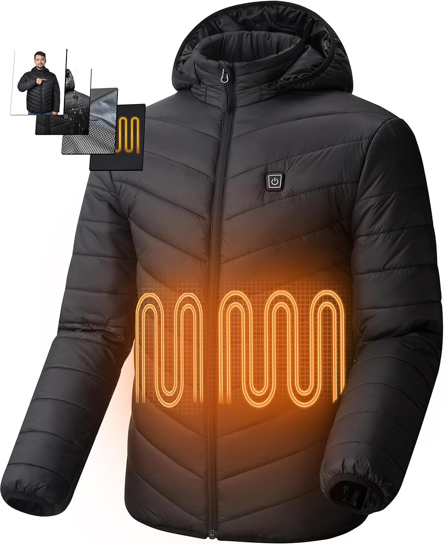 Heated Jacket with 12V 20000mAh Battery Pack, Heated Jackets for Men Ideal for Winter Cycling, Sk... | Amazon (US)