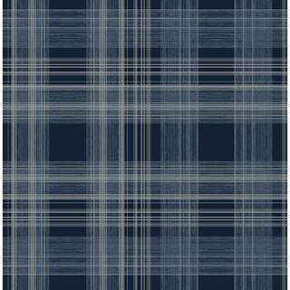 STACY GARCIA HOME 30.75 sq. ft. Denim Blue Rad Plaid Vinyl Peel and Stick Wallpaper Roll-SG10002 ... | The Home Depot