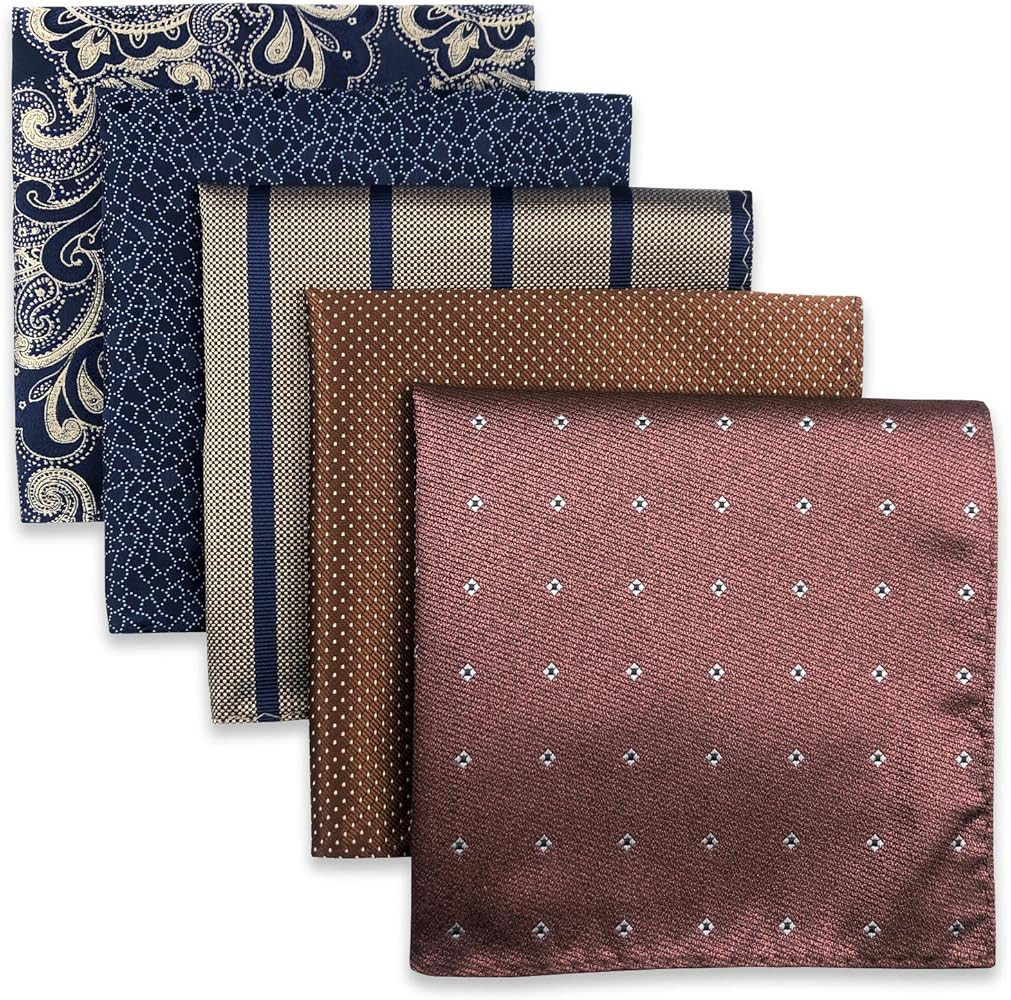 SHLAX&WING 5 Pieces Assorted Mens Silk Pocket Square Set Handkerchiefs | Amazon (US)