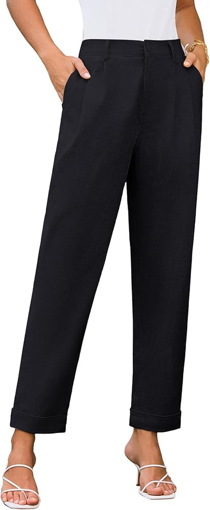 GRACE KARIN Women High Waisted Business Casual Pants Dressy Cuffed Work Office Trouser Slacks wit... | Amazon (US)