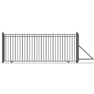25 ft. x 6 ft. Madrid Style Black Steel Single Slide Driveway Fence Gate | The Home Depot