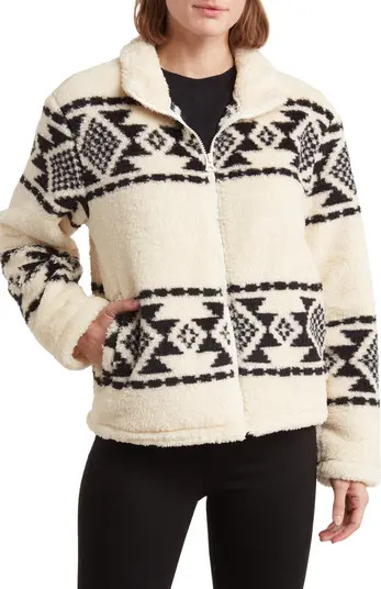 Geo Print Faux Fur Zip Jacket | Nordstrom Rack