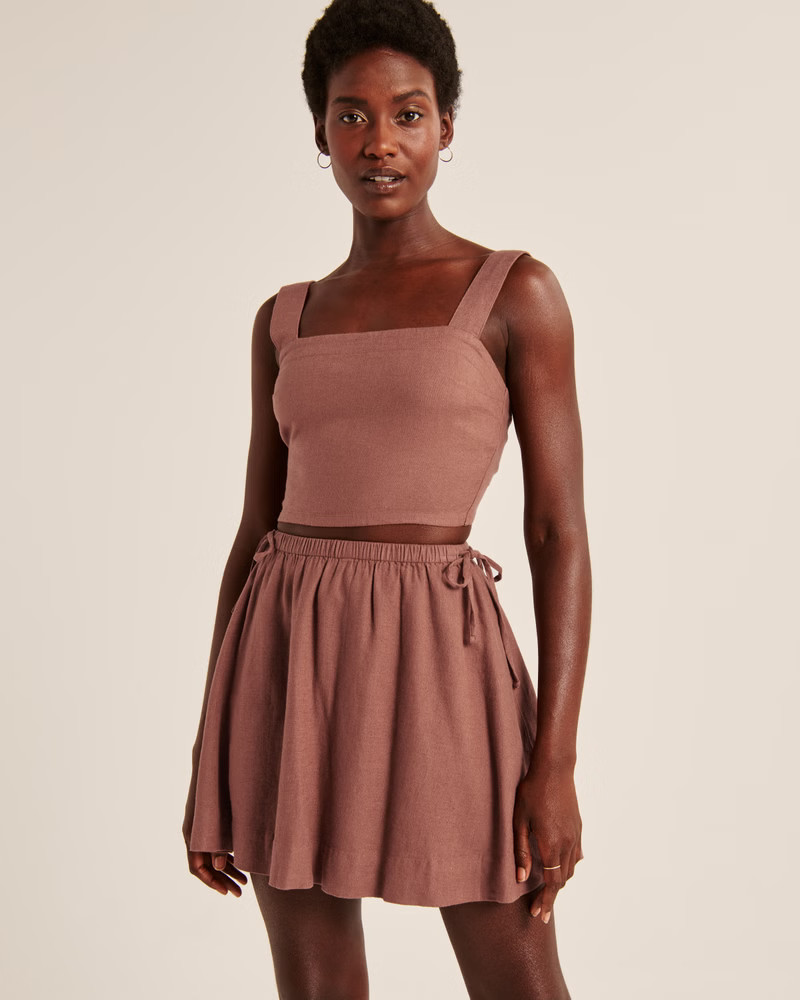 Linen-Blend Volume Mini Skirt | Abercrombie & Fitch (US)