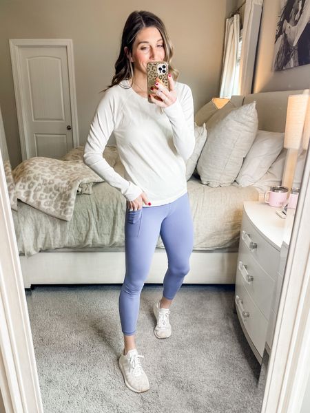 Leggings: size medium, have pockets, fit true to size and come in multiple colors. 

Top: size medium. Runs true to size but if between go up. Has thin holes and is the prettiest cream color with a touch of shimmer!

Click below to shop 


#LTKstyletip #LTKfit #LTKunder100