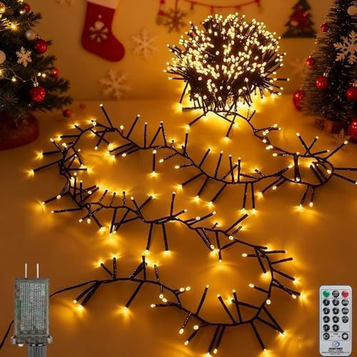 Christmas Cluster Lights Plug-in -52FT 800 LED Firecrackers String Lights,8 Modes Timer Waterproo... | Amazon (US)