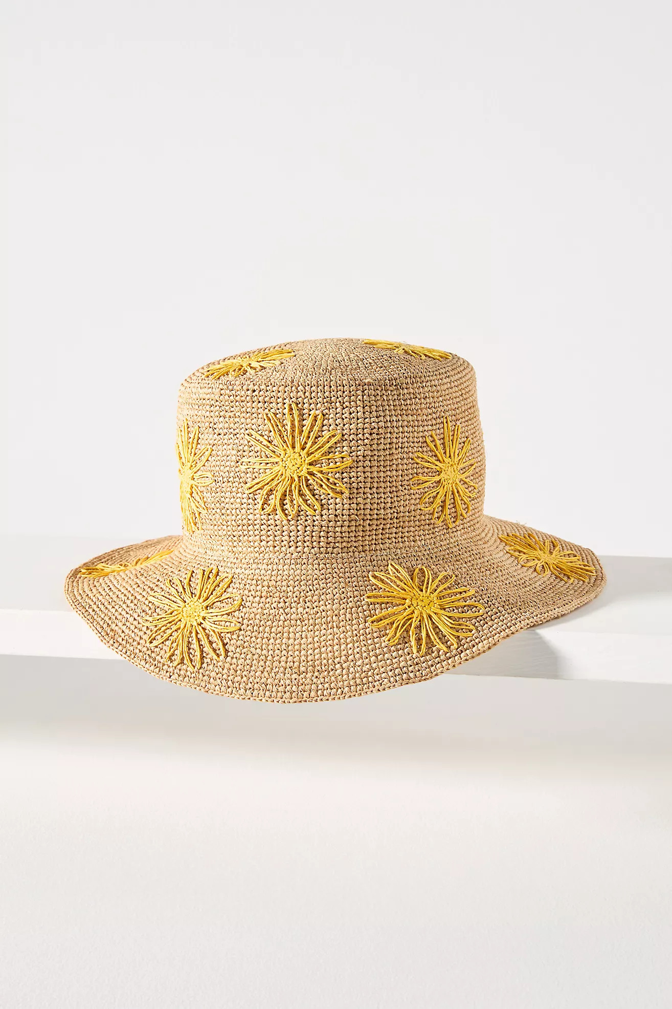 San Diego Hat Co. Floral Embroidered Straw Bucket Hat | Anthropologie (US)