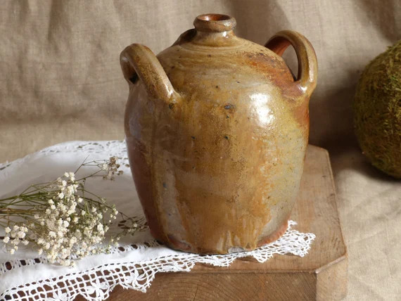 Antique French Handmade Stoneware Bottle Jug. Stoneware Olive | Etsy | Etsy (US)