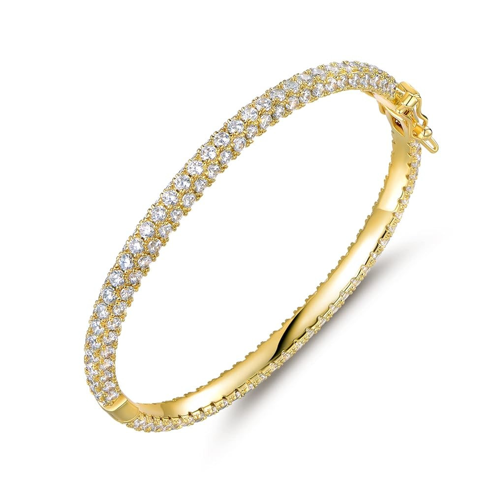 Barzel 18K Gold Plated Crystal Bling Eternity Bangle Bracelet | Amazon (US)