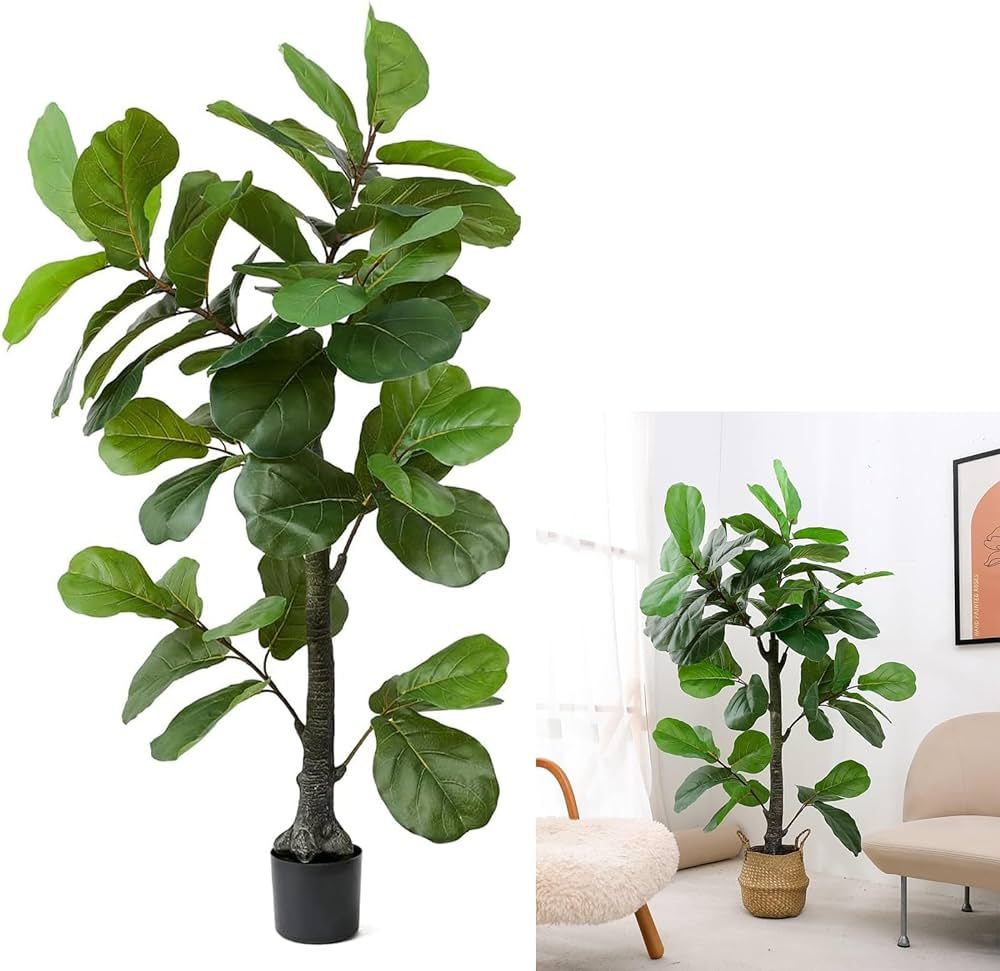 6ft Artificial Plant Fiddle Leaf Fig Tree,Faux Ficus Lyrata in Pot,Ficus Fake Plant Artificial Tr... | Amazon (US)