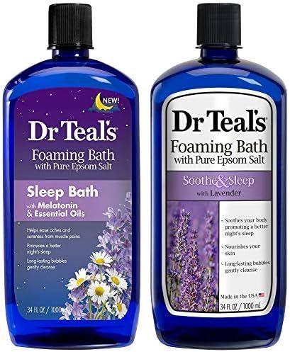 Dr Teal's Foaming Bath Combo Pack (68 fl oz Total), Melatonin Sleep Soak, and Soothe & Sleep with... | Amazon (US)