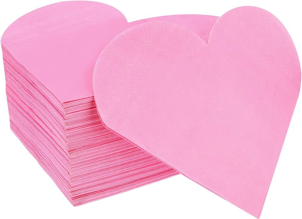 100 Pieces Heart Paper Napkins Valentine's Day Paper Napkins Heart Shaped Napkins for Valentine's... | Amazon (US)