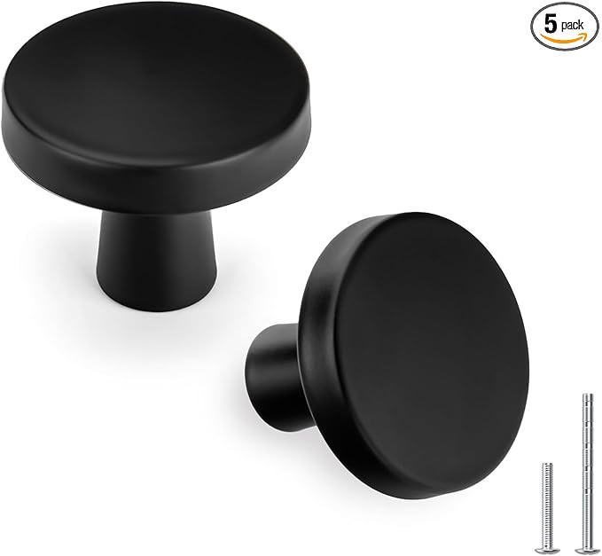 goldenwarm 5 Pack Matte Black Cabinet Knobs for Kitchen Hardware Handles Round Dresser Drawer Kno... | Amazon (US)