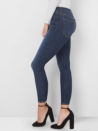 Gap Womens Mid Rise True Skinny Jeans In Sculpt (Dark) Dark Indigo Size 24 | Gap US