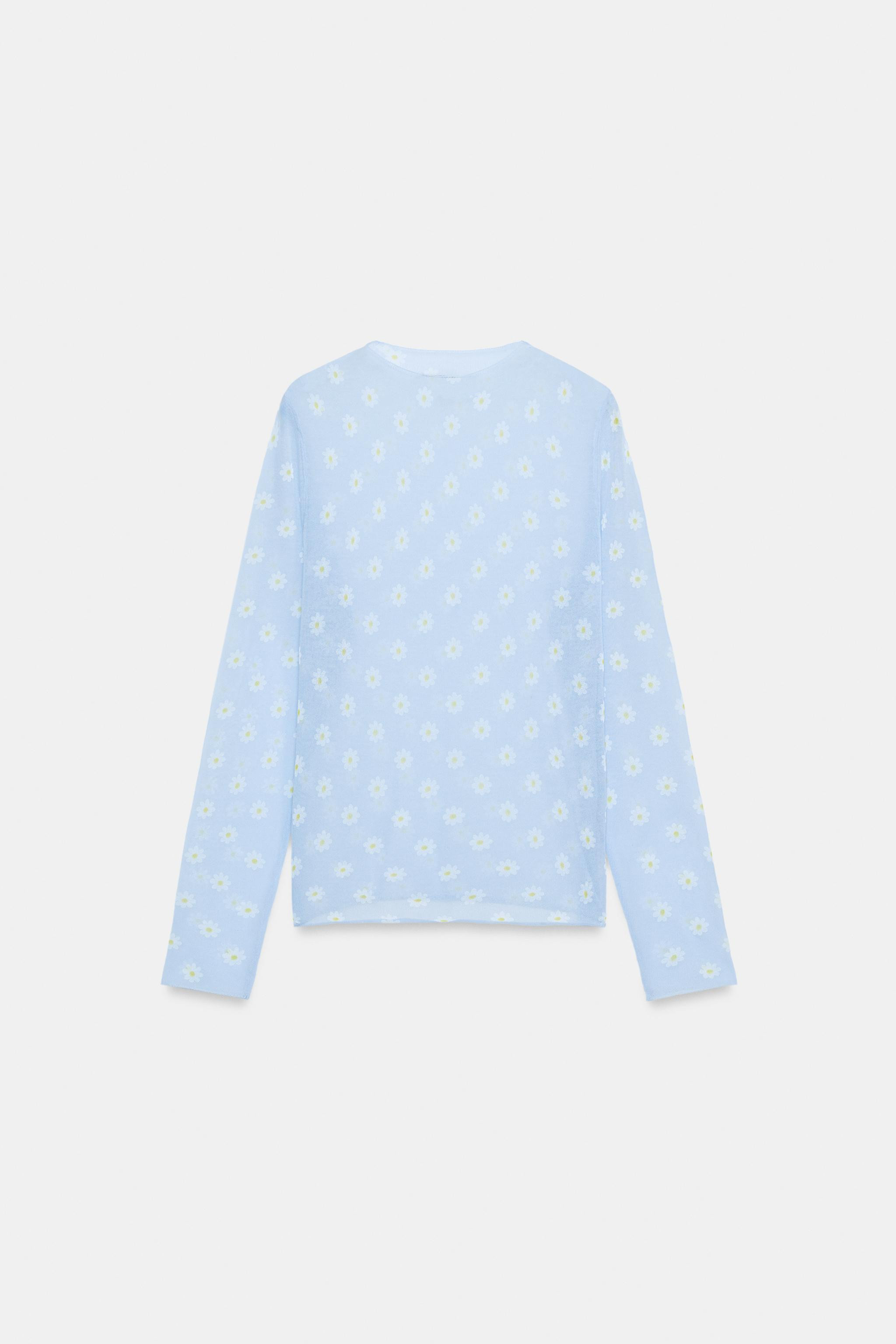 SHEER FLORAL KNIT TOP | Zara US