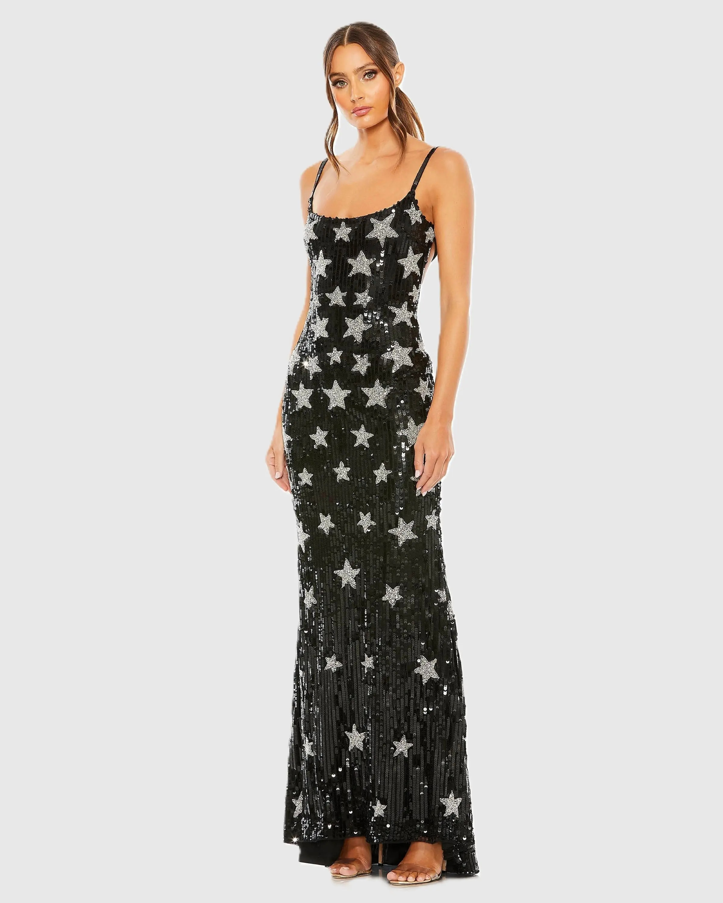 Black Star Embellished Sleeveless Sequin Gown | Mac Duggal | Mac Duggal