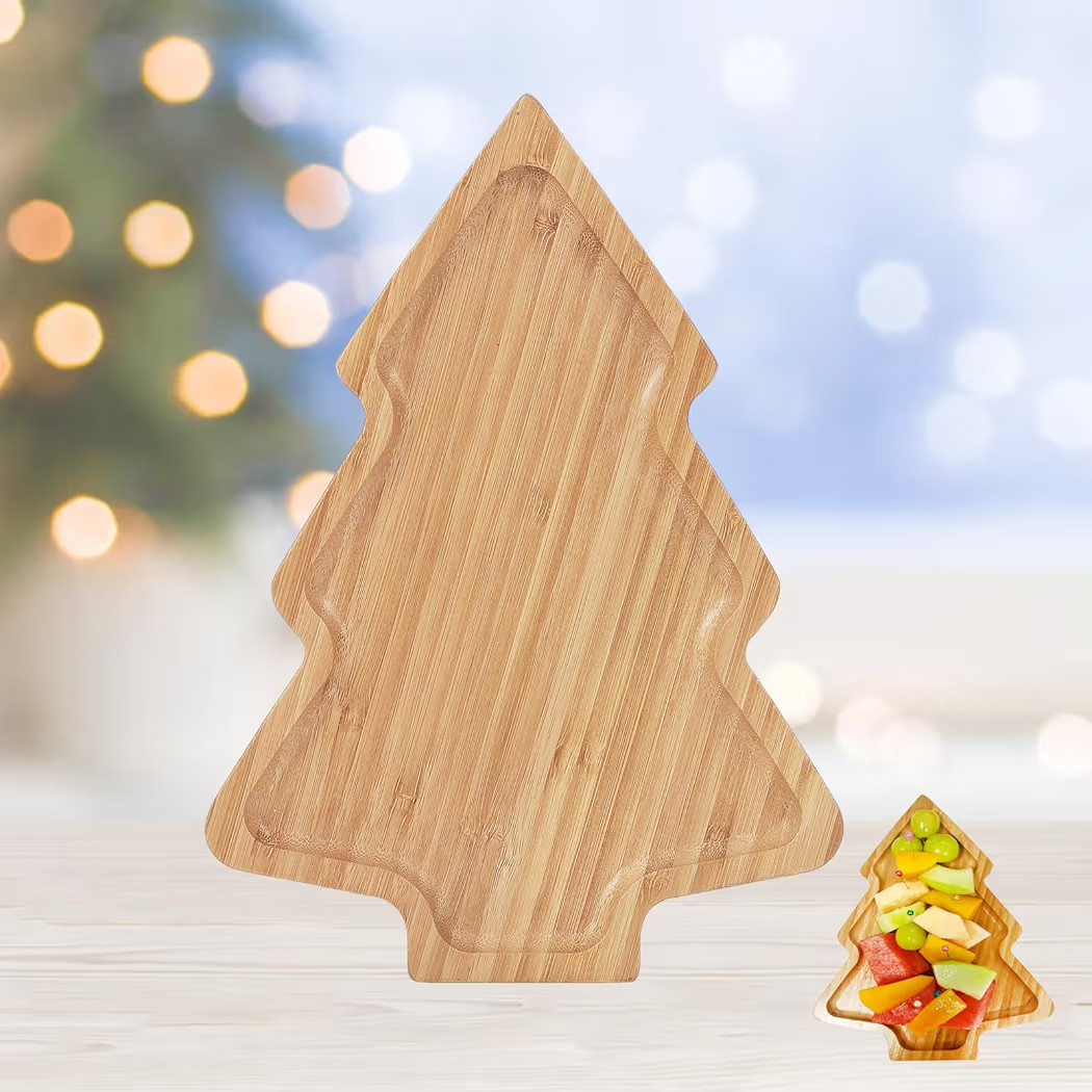 Christmas Tree Charcuterie Board,Bamboo Christmas Tree Shaped Cutting Board, Wooden Platter Servi... | Amazon (US)
