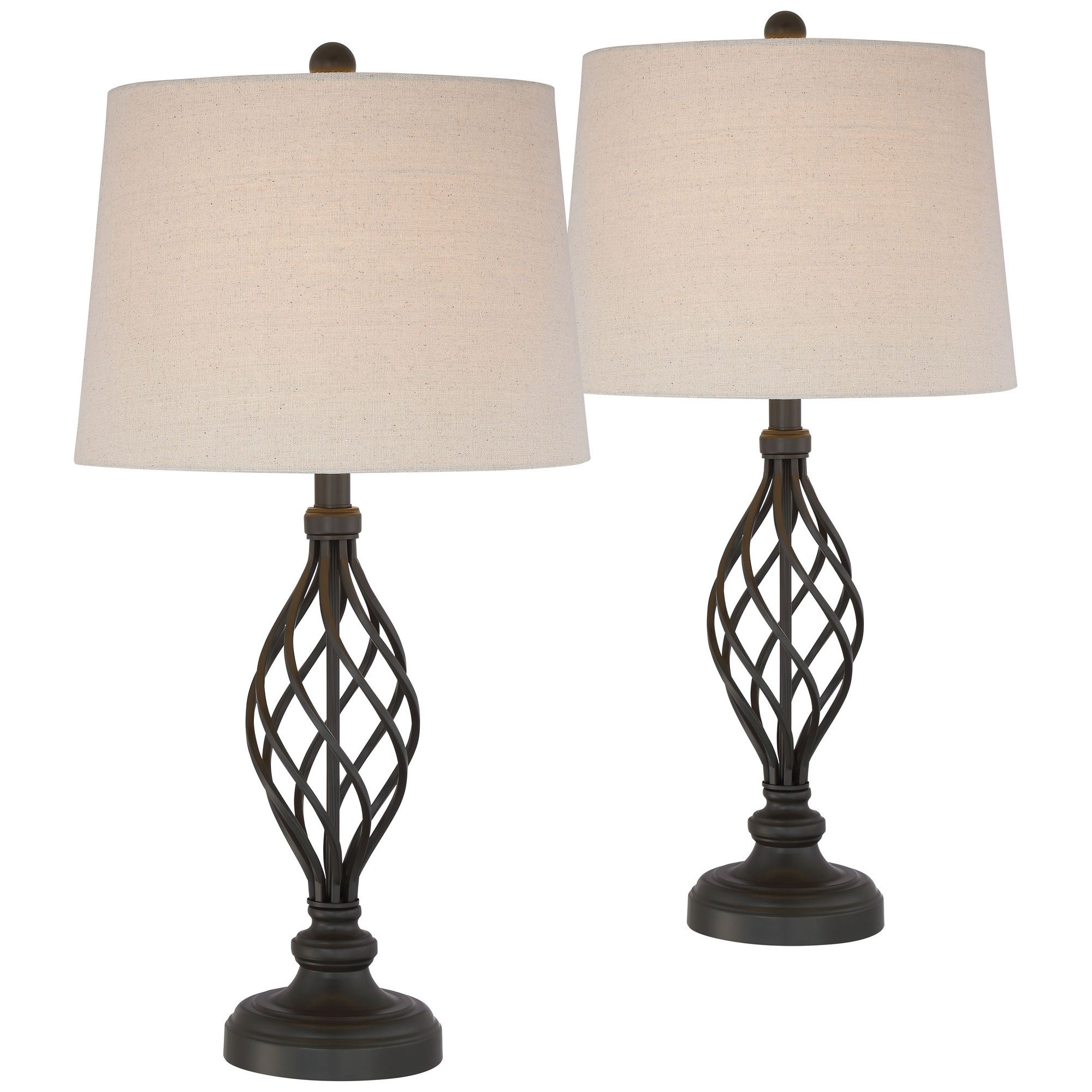 Franklin Iron Works Traditional Table Lamps Set of 2 Bronze Iron Scroll Tapered Cream Drum Shade ... | Walmart (US)